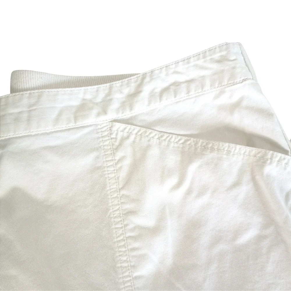 Chico's White Roll Tab Cropped Pants Size 3/US 16 Regular Elastic Waist Cotton